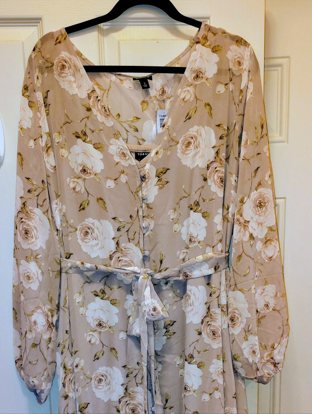 Torrid Size 2, Soft Lilac Colored Floral Tie-Waist Sheer Maxi Dress